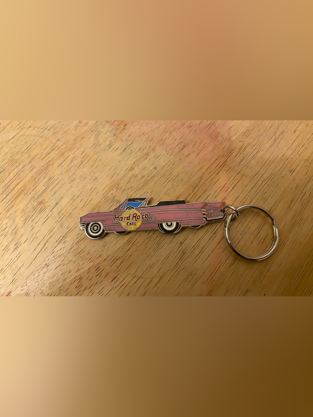 Rare Find! Vintage Hard Rock Cafe Pink Convertible Cadillac Keychain